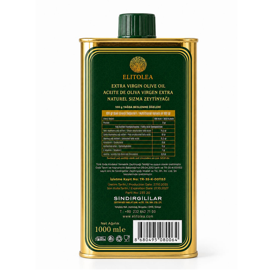 Elitolea Naturel Sızma Zeytin Yağı (1000 ml)