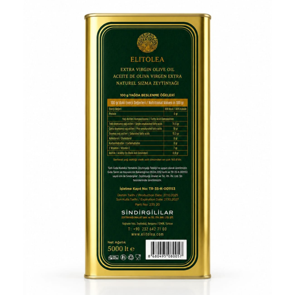 Elitolea Naturel Sızma Zeytin Yağı (5 lt.)